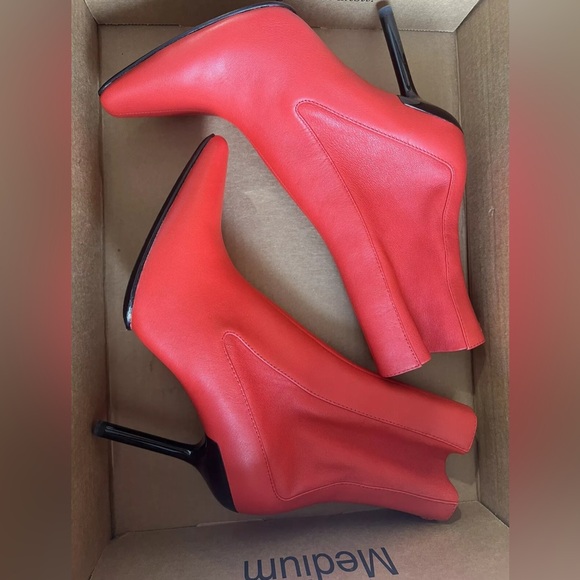 Rag & Bone Rio Leather Heeled Ankle Boots Orange Red Stiletto 37 Modest Stylish - Picture 8 of 10